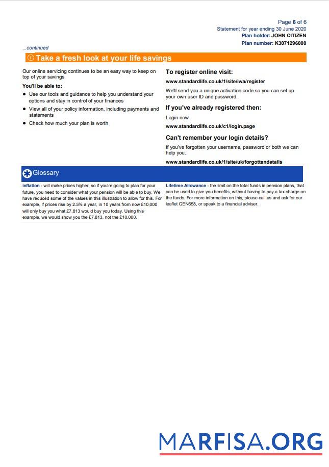 Printable United Kingdom Standard Life utility bill template in Word and PDF format, 7 pages 7